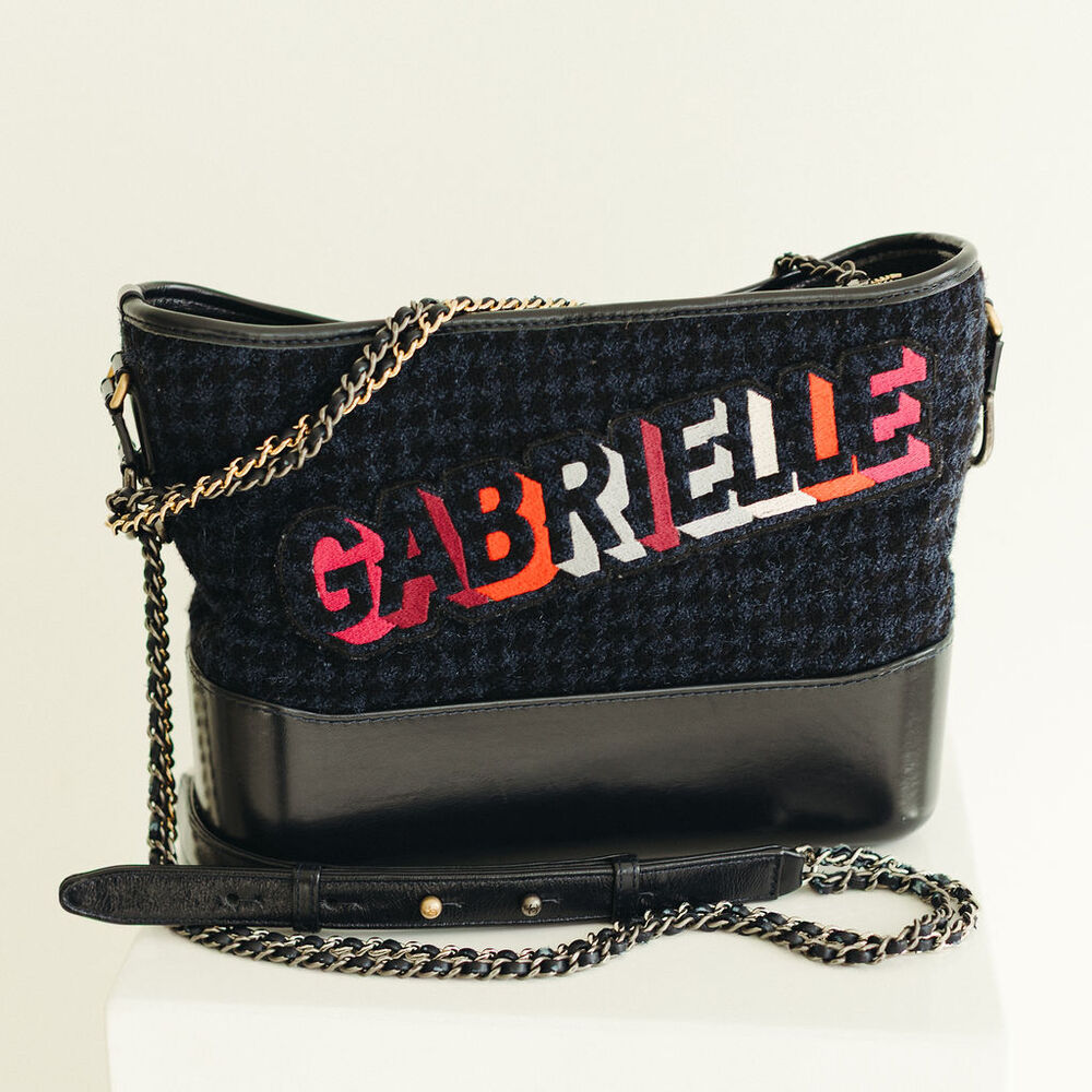 Chanel Gabrielle Hobo in Black Tweed With Leather Trim